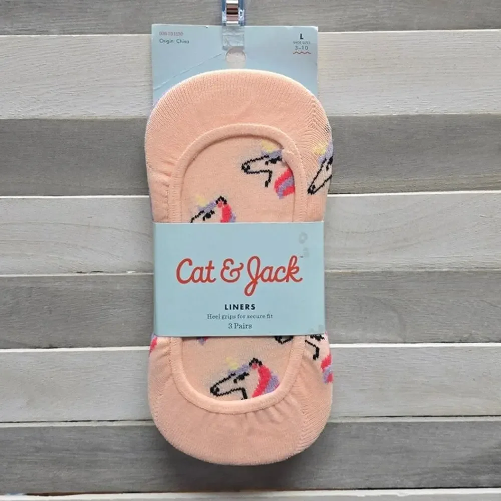 Girls' 3pk Unicorn Liner Socks | Cat & Jack | L (Shoe sizes 3-10)